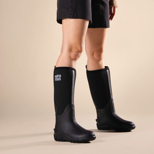 RUTLAND TALL Neoprene Wellington Boots Black