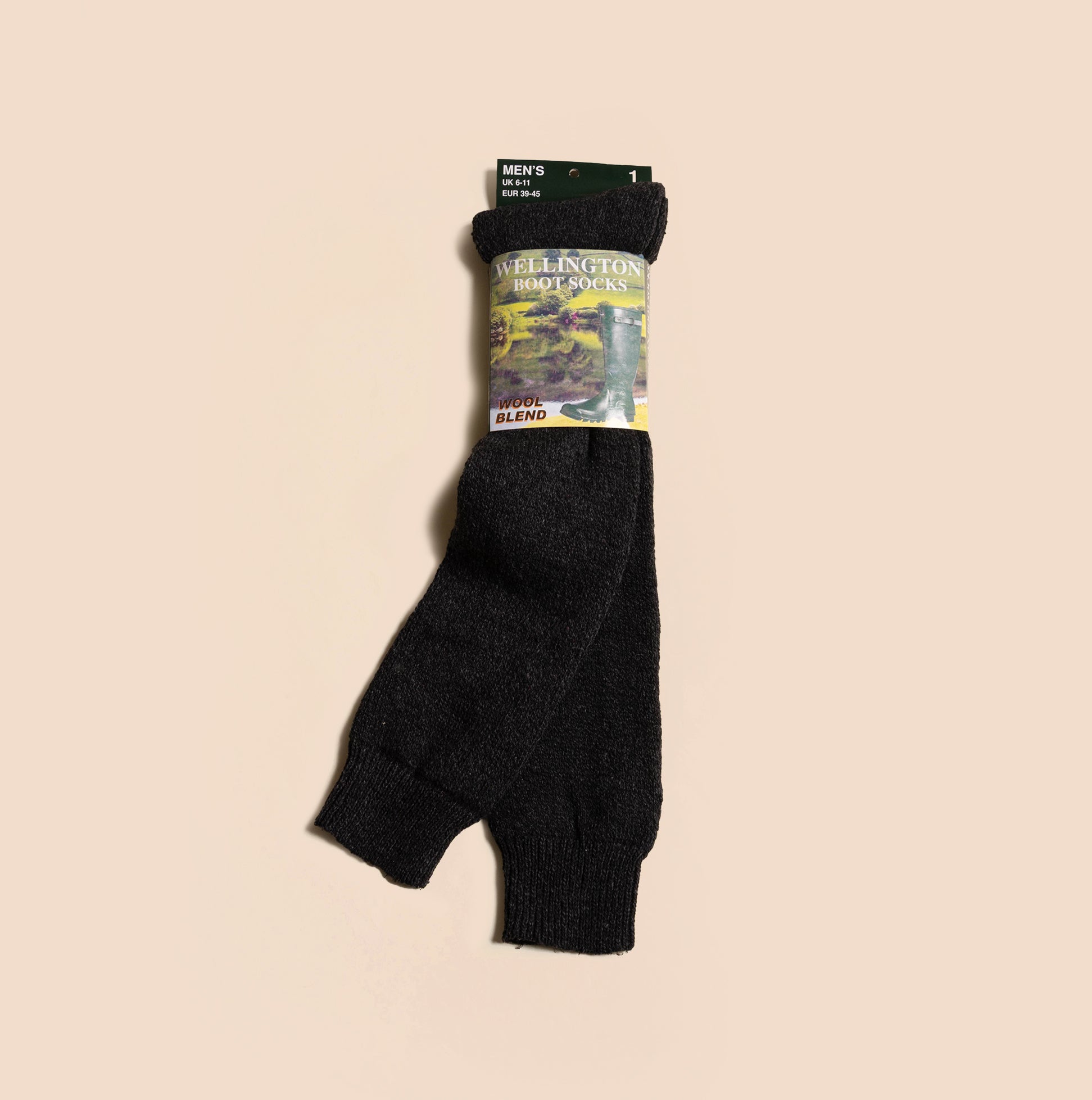 Mud Dogs 34SED013 Mens Wellington Boot Socks Black