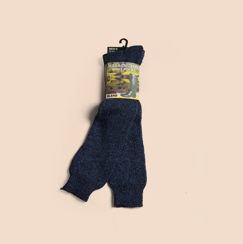 Mud Dogs 34SED013 Mens Wellington Boot Socks Navy