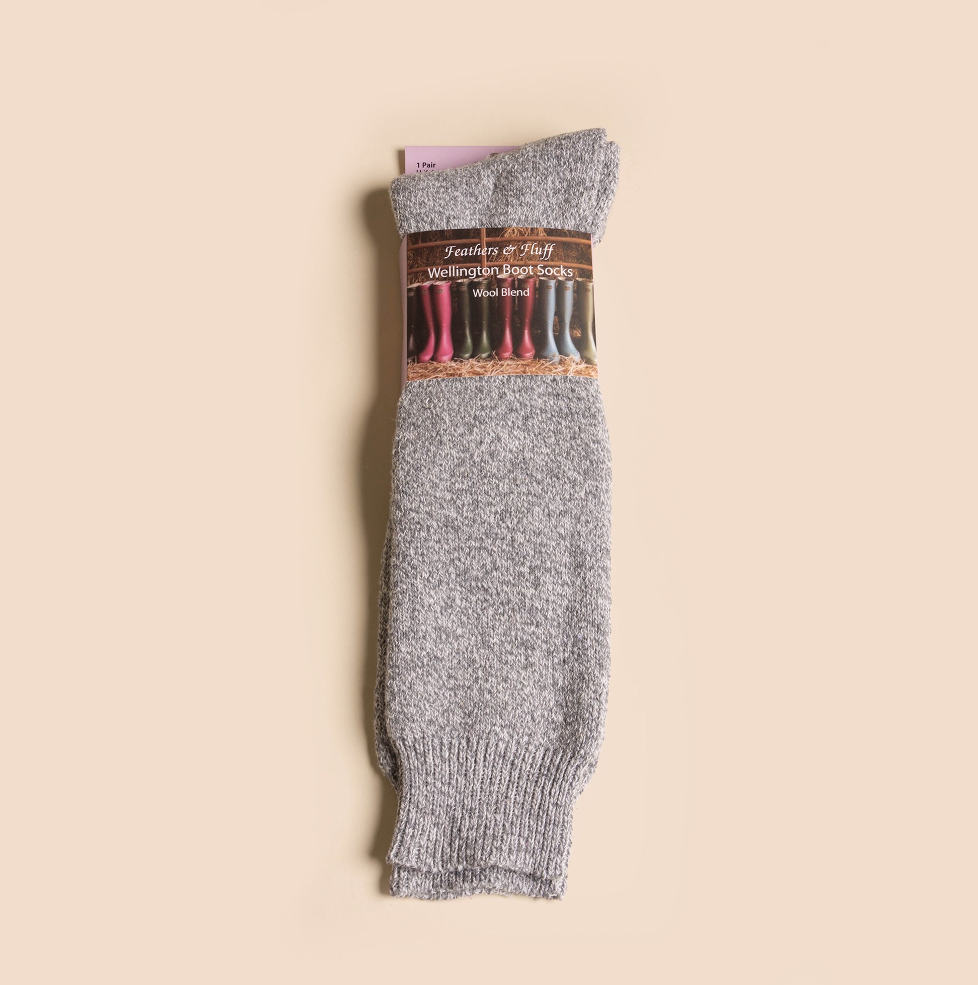 Mud Dogs 34SED060 Womens Wellington Boot Socks Light Grey