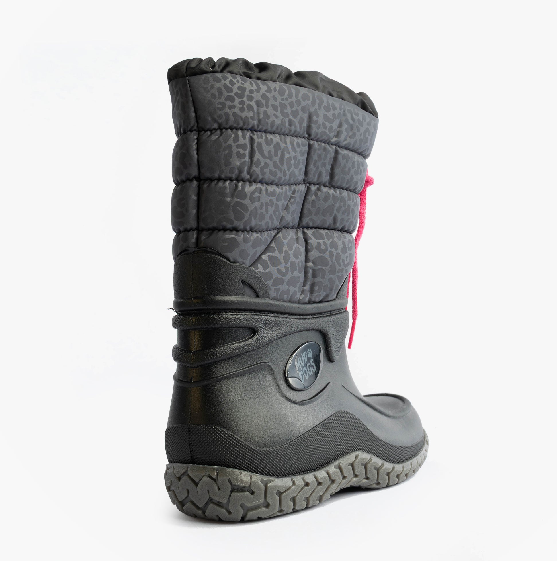 Mud Dogs NORDIC Womens Warm Lined Boots Black/Pink Leopard