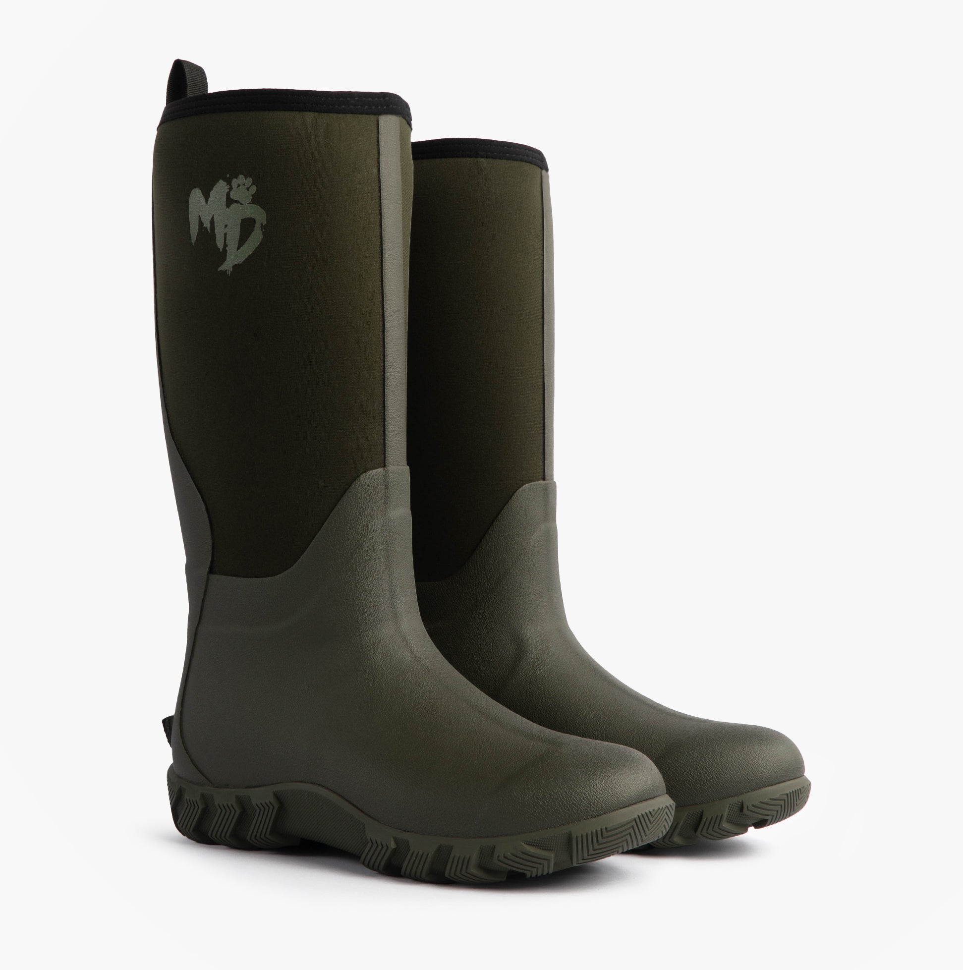 Mud Dogs RUTLAND TALL Neoprene Wellington Boots Olive
