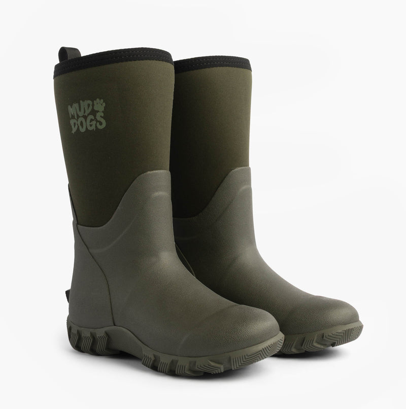 Mud Dogs RUTLAND MID Unisex Neoprene Wellington Boots Olive