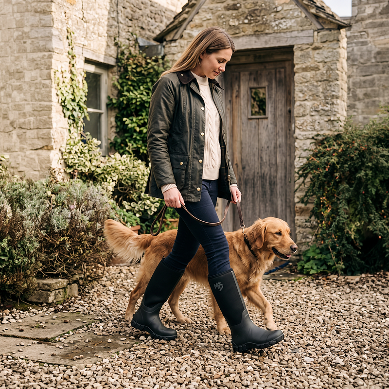 Mud Dogs RUTLAND TALL Neoprene Wellies Black